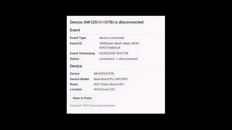 Neat Pulse 支持多种负载格式以确保兼容性，包括 Microsoft Teams 自适应卡片。